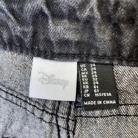 Forever 21 Mickey Mouse Denim Shorts Womens 24 Black Jean Mid Rise Very Short - Picture 10 of 14